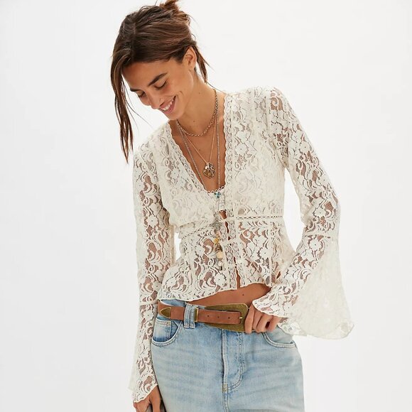 Free People Tops - Whispering Love Lace Top